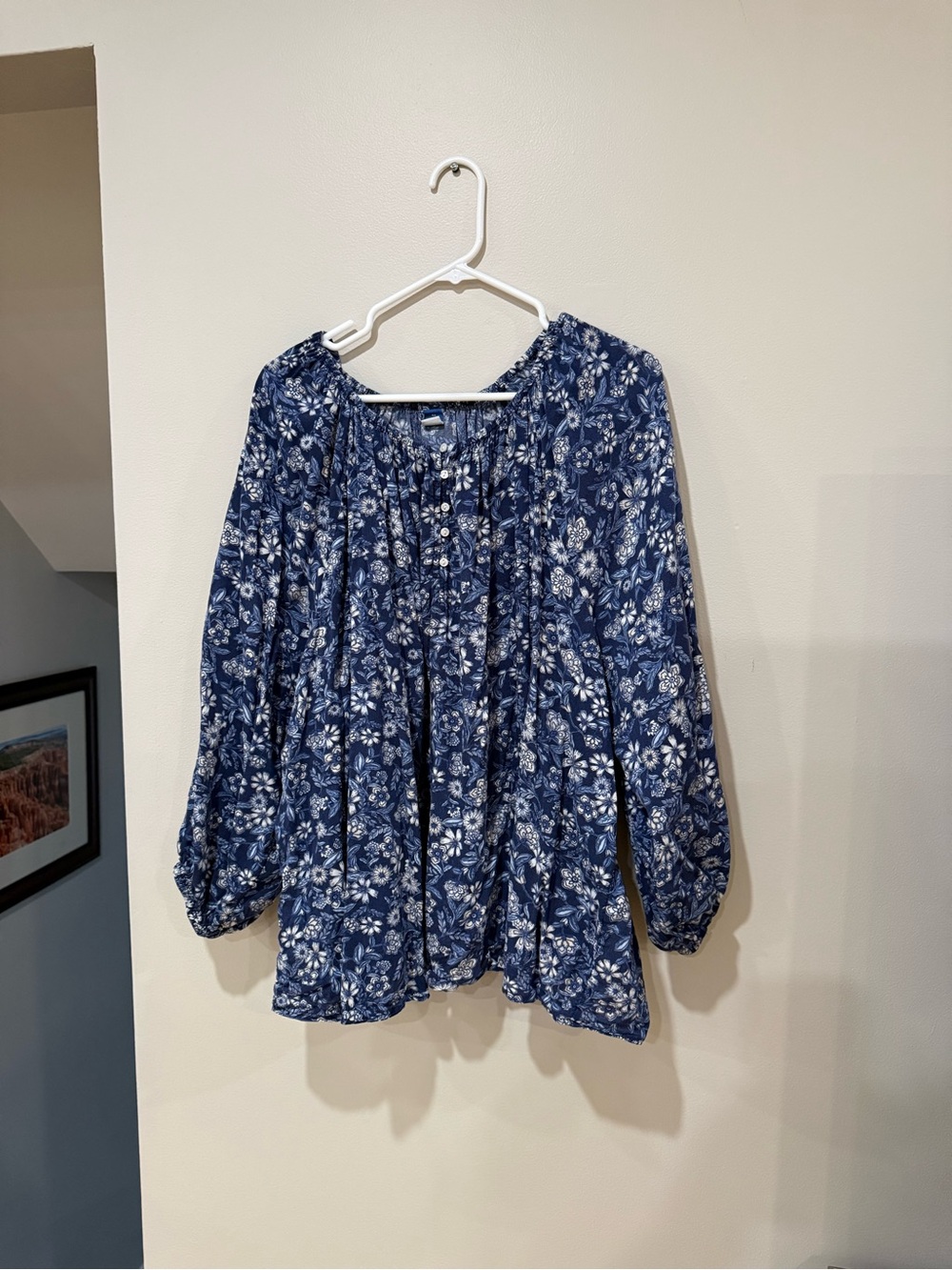 4X Old Navy Women's Blue Floral Peasant Top
